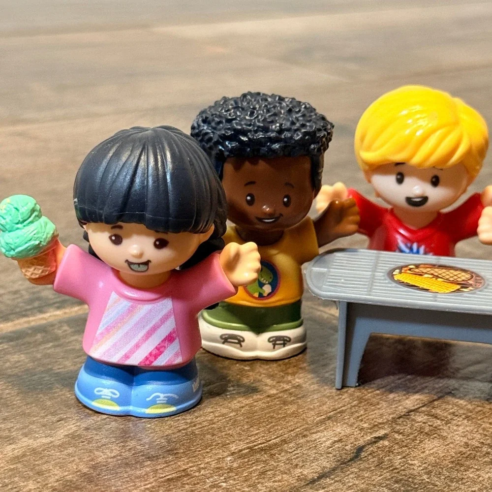 Fisher-Price Little People BBQ Cookout Figure Lot with Grill 6 Piece Set Multi
